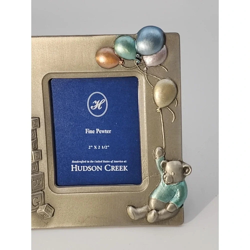 Hudson Creek fine pewter bear baby block balloons‎ frame for 2x2.5